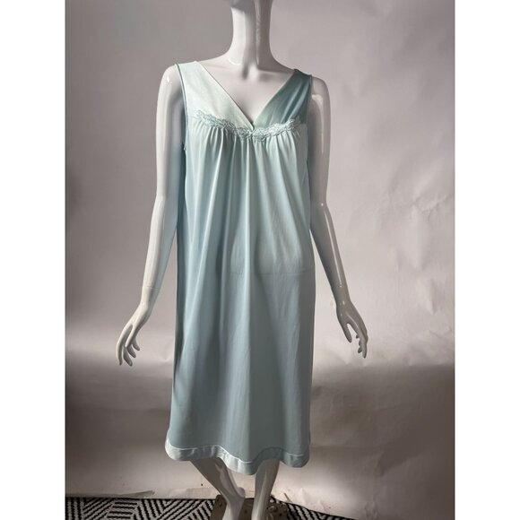 Vanity Fair Vintage Light Blue Nightgown M Made In USA - Picture 13 of 16